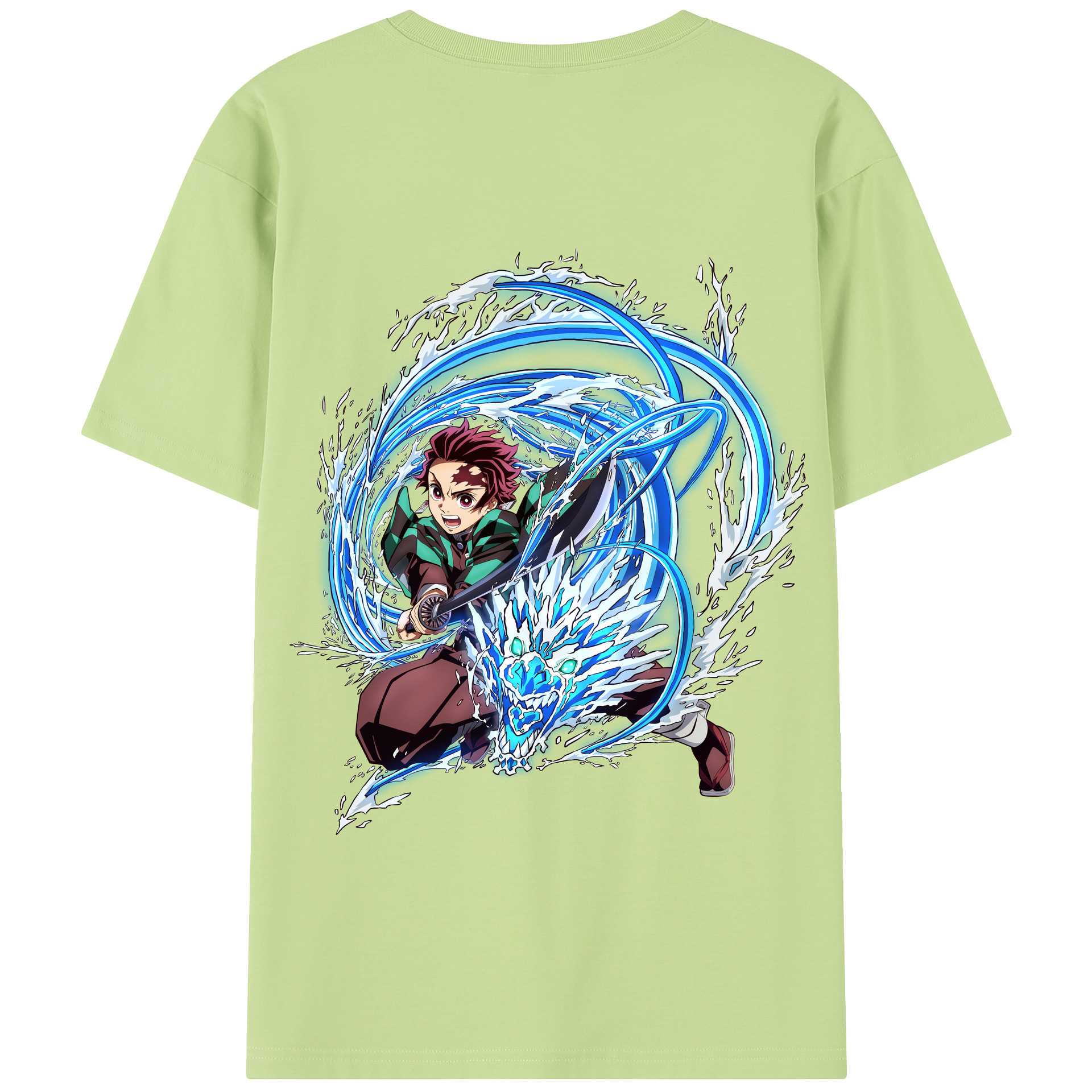 （画像用） 鬼滅の刃 竈門 炭治郎／かまど たんじろう Kamado Tanjirou 綿100％半袖Tシャツ（背面プリント）